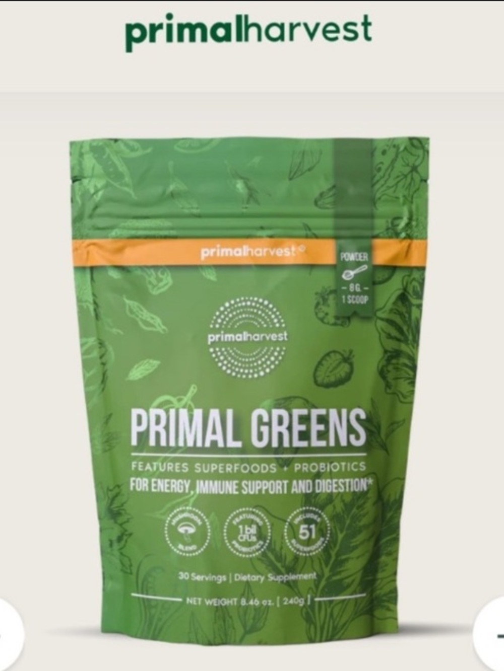 Primal Greens by Primal Harvest Green Juice NWT - unopened bag